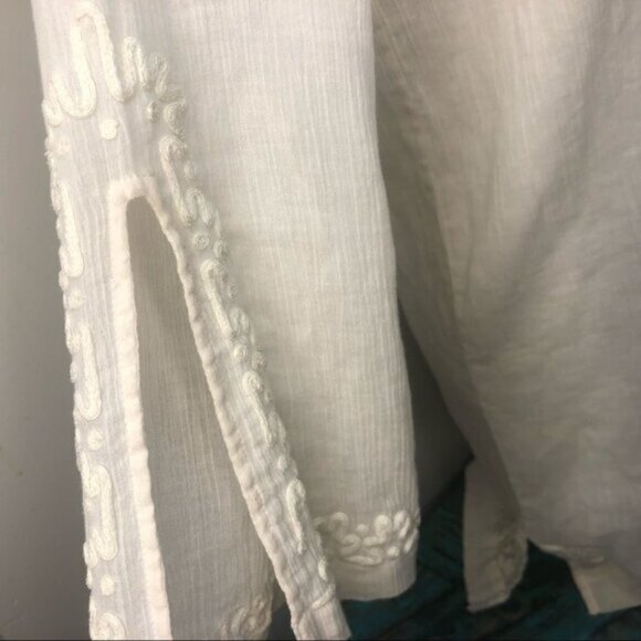 Joie Boho Cream Off White Shift Dress Embroidered Size Medium - Picture 8 of 13